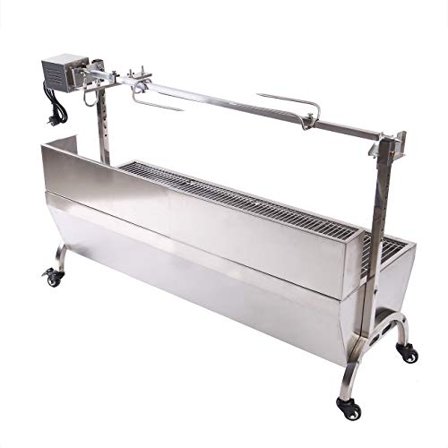 TryE Rotisserie Roaster Grill Skewer Spit Stainless Steel Hog Roasting Machine Charcoal BBQ Pig Lamb