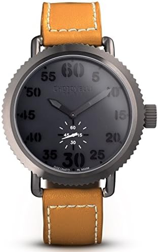 chotovelliMen’s Vintage Aviator Stainless Steel Watch with Leather Band