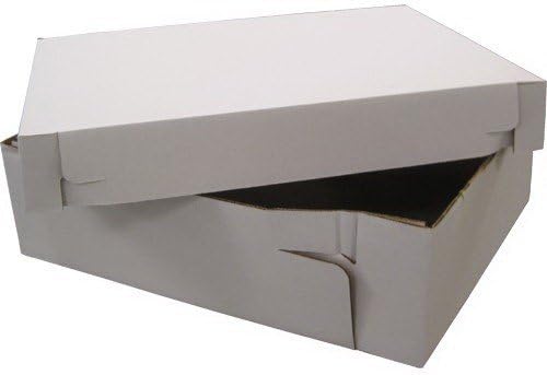 Vineland Packaging 2PC18145, 18x14x5-Inch 2-Piece Corrugated Cardboard Cake Boxes, Take Out Disposable Paper Cake Pie Containers, Wholesale White Bakery Box (12)