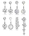 Udalyn 8pcs Belly Button Rings for Women Girls Dangle Ball Navel Rings Body Jewelry Piercing 14G