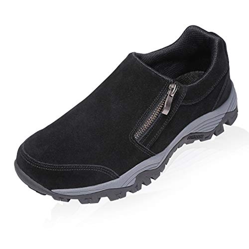 SILENTCARE Men's Loafers Casual Shoesï¼ŒBreathable Lightweight Zipper Slip On Sneakersï¼Œ Hiking Shoes for Outdoor Trail Trekking (10 M US, Black)