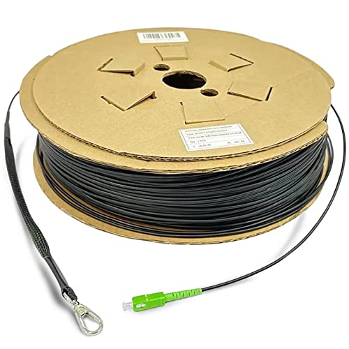 400m SC/APC to SC/APC Outdoor Armored Fiber Optic Internet Cable with Pulling Eye, Single Mode Fiber Optic Cable Jumper Optical Patch Cord, SIMPLEX, 9/125um, OS1/OS2 Compatible, Low Friction LSZH