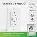 Sunco Lighting 6 Pack - UL Listed- High Speed USB Port Charger and Duplex Receptacle 15-Amp, 3.1A Charging Capability, Tamper Resistant Outlet- Wall-Plate Included