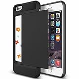iPhone 5S Case, Anuck Heavy Duty Hybrid Shockproof Armor iPhone 5S Cover [Card Slot Wallet Case] Soft Rubber Bumper Rugged Protective Case Card Holder for Apple iPhone SE/5S/5 - Black