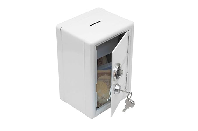 Goods & Gadgets Spardose Mini-Tresor Safe Sparschwein Sparbüchse Geldkassette mit Zahlenschloss (weiß)