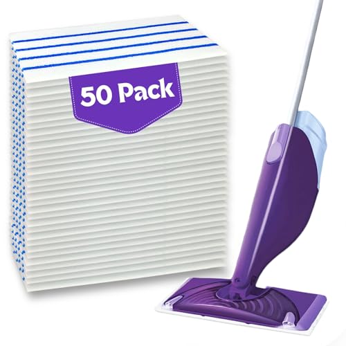 50 PCS Mopping Pad Refill for Wet Jet Mop,Multi-Surface Semi-Disposable Mop Pad Compatible with Swiffer Wetjet & All 10-11'',Thickned and Absorbent Wet Pads Refill