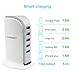 SUENANCY USB Power Adapter/Desktop Charger Block, USB Multi Charging Station with Wall Plug, 5 Port 5 Feet Cord 6A 30W Portable USB Hub Socket for iPhone 8/X/XS/XR/7/6/5, iPad, Android(White)