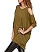 Haola Women's Cold Shoulder Off T-shirt Dress Loose Fit Long Sleeve Long Tees