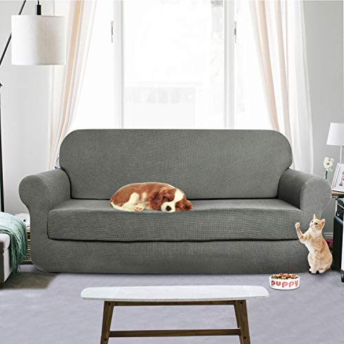AUJOY Stretch 2Piece Sofa Covers WaterRepellent Dog Cat Pet Proof
