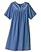 National Embroidered Chambray Dress, Blue, Large