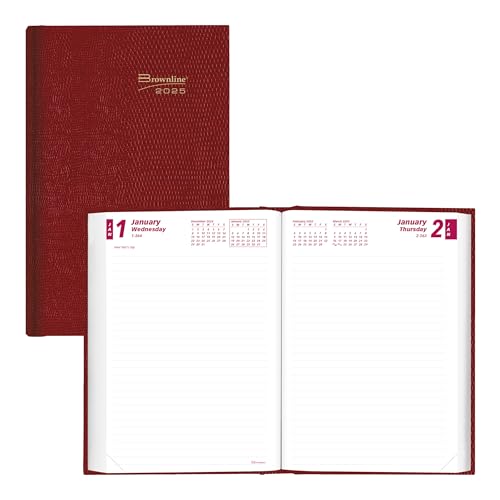 Brownline® 2025 Traditional Daily/Monthly Planner, Untimed Journal, 12 Months, January to December, Perfect Binding, 7.5" x 5", Bright Red (CB387.RED-25) at Amazon