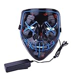 ULIN Halloween Mask LED Light up Purge Mask for Festival Cosplay Halloween Costume Led Cosplay Mask (Blue)