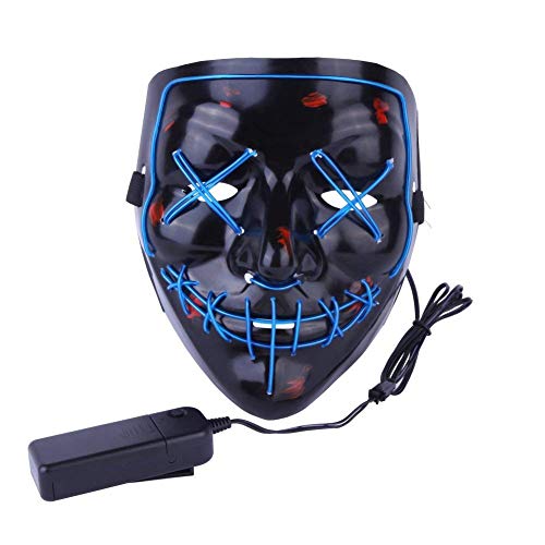 ULIN Halloween Mask LED Light up Purge Mask for Festival Cosplay Halloween Costume Led Cosplay Mask (Blue)