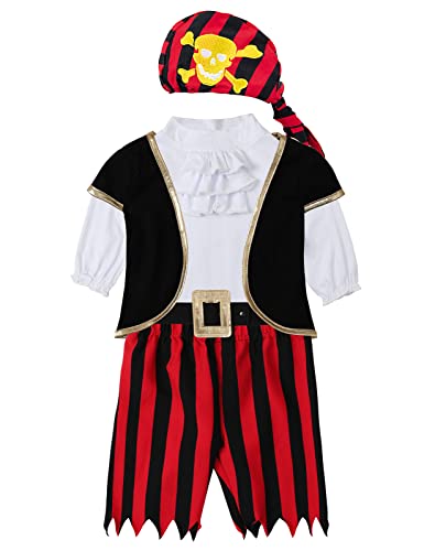 COSLAND Baby Pirate Costume Boy Halloween Outfit, Black, 6-12 Months at Amazon