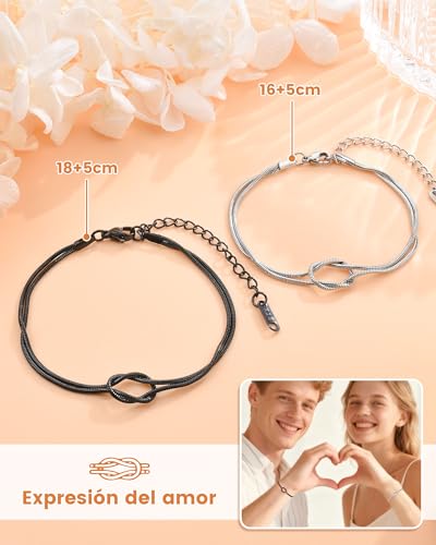 CheersLife 2 Piezas Pulseras para Parejas, Regalos Originales para Parejas, Regalo Aniversario Pareja Destino Regalos Aniversario San Valentín Cumpleaños Para Novio Novia Mujer Hombre Marido Esposa