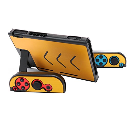 Aluminum Anti-scratch Dustproof Hard Back Protective Case Cover Shells for Nintendo Switch NS Console with Joy-Con Controller (Gold)