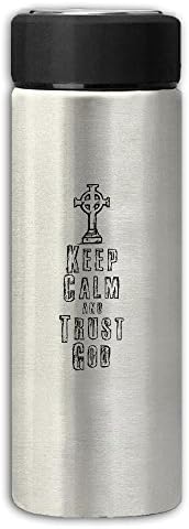 Keep Calm And Trust God Grind Arenaceous Business Travel Mug Office Coffee Tea Water Bottle Cups Stainless Steel Vacuum Cup For Unisex