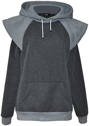 ANIGU Womens Long Sleeve Collision Color Hoodie Casual Sweatshirt (XX-Large, Gray)