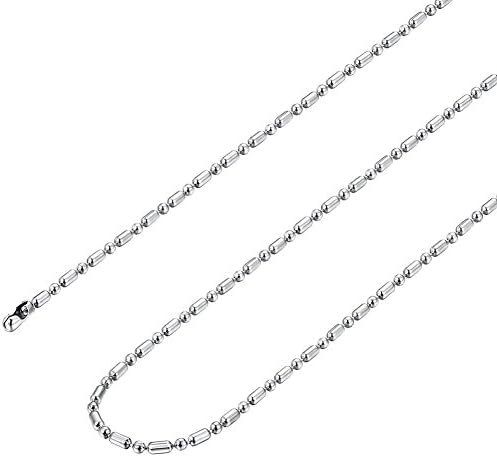 TTVOVO Womens Mens 2MM Wide 316L Stainless Steel Rolo Curb Cable Wheat Beads Bamboo DIY Chain Link Necklace for Pendant Men/Women Jewelry Gift - 20"