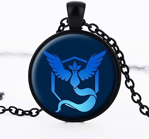 JewelryX - Black Team Mistic Pokemon Go Ball Pokeball Cabochon Glass Charm Pendant Chain Necklace Women Men