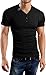 Aiyino Mens Summer Casual V-Neck Button Cuffs Cardigan Short Sleeve T-Shirts L Black