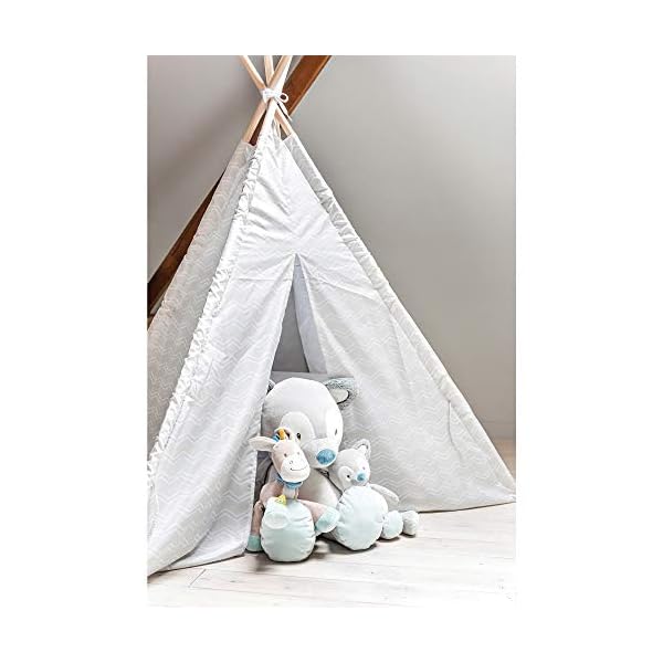 Nattou Kuscheltier Wolf Tiloo, Wegbegleiter ab der Geburt, Höhe: 28 cm, Tim und Tiloo, Grau 498012 – Bild 5
