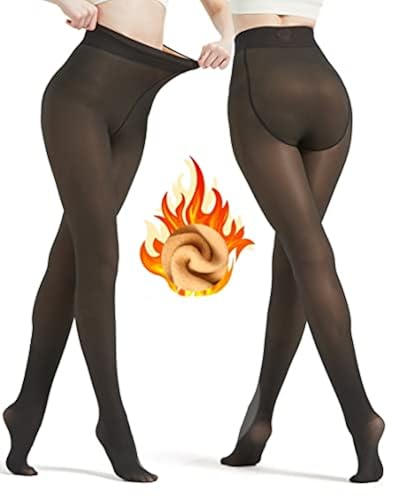 Fleece Lined Tights Women Warm Thermal Tights Sheer Fake Faux