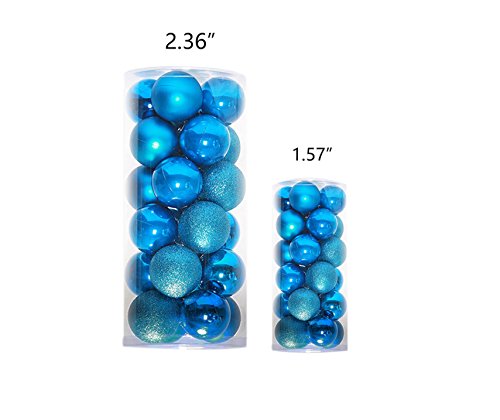 Prudance 24ct Christmas Balls Ornaments Multicolor Decorations Tree Balls for Holiday Wedding Party Decoration,1.57",Light Blue