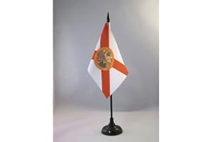 Florida Table Flag 4'' x 6'' - US state of Floride Desk Flag 15 x 10 cm - Black plastic stick and base - AZ FLAG