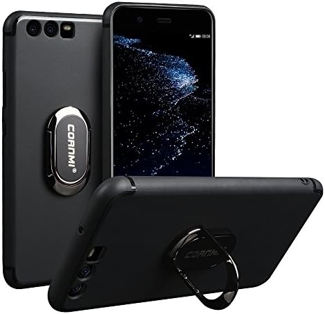 P10 Plus Phone Stand Case, Mosheng 360 Degree Rotation Ring Grip Car Mount Stand Holder Shockproof Scratch Resistance Case for Huawei P10 Plus 5.2 inch, Fits for Car Magnet Mount (Black)