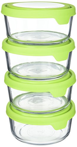 Anchor Hocking TrueSeal Glass Food Storage Containers with Airtight Lids, Green, 7 Cup (Set of 4)