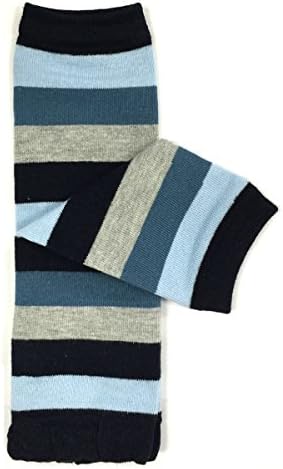 Bowbear Baby Stripes and Chevron Leg Warmers, Blues and Gray S