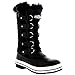 Polar Products Womens Snow Boot Nylon Tall Winter Fur Lined Snow Warm Waterproof Rain Boot - Black - 8-39 - CD0025