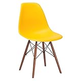 Poly and Bark Vortex Side Chair Walnut Legs, Yellow