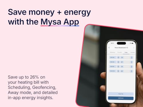 Mysa Smart Thermostat V2 for Electric Baseboard Heaters | Save Up to 26% on Heating Costs | Humidity Sensor | Premium Touchscreen | WiFi Programmable | Scheduling | HomeKit, Alexa, Google | 120V-240V