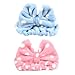G2PLUS SPA Headband, 2PCS Makeup Headbands for Women, Soft Bow Headbands with Elastic Band for Spa, Washing Face, Makeup, Skincare, Party (Pink & Blue)