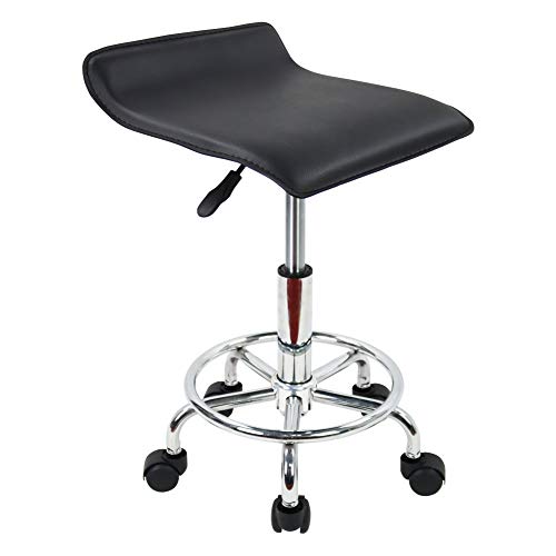 KKTONER Square Height Adjustable Rolling Stool with