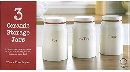 red and cream tea coffee sugar canisters