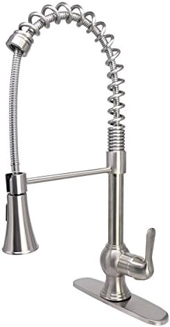 KINFAUCETS Commercial Kitchen sink Faucet with Pull Out Sprayer, Single Handle, 360 Degree Swivel Spout, High-Arch, Stainless Steel, Bar, Kitchen, Lavatory, Vanity, Outdoor,Best Commercial