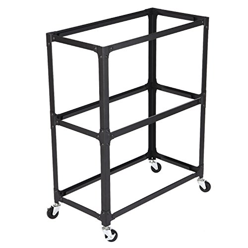 MaidMAX 3 Tiers Rolling Unit with Wooden Shelf and Metal Frame, Storage Organizer Utility Cart with 4 Wheels for Bedroom Living Room and Office, 2 Lockable