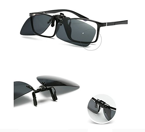 2PCS Polarized Day Night Vision Flip-up Clip-on Lens Driving Glasses Sunglasses (black(day)+yellow(night))