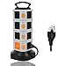ONEreach Power Strip Surge Protector Tower, 2 USB + 15 AC Outlets + 10A 16AWG 2500W + 6.5ft Long Cord Wire Extension Electric Charging Station, Universal Socket for PC Laptops Phones