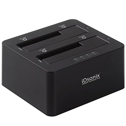iDsonix Offline Clone Function Dual Bay USB 3.0 to SATA (SATA I/II/III) 2.5/3.5-Inch HDD SSD External Hard Drive Docking Station[UASP Protocol and 2 x 8TB Supported]-Black