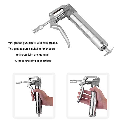 3oz Lubricating Cartridge Safe Working Pressure 3500PSI Pistol Grip Mini Hand Grease Gun Chrome-Plated Grease Gu