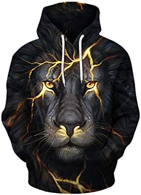 Skyyeox Men's Gaphic 3D Digital Printing Hooded Big Pocket Pullover Plus-Size Sweatshirts