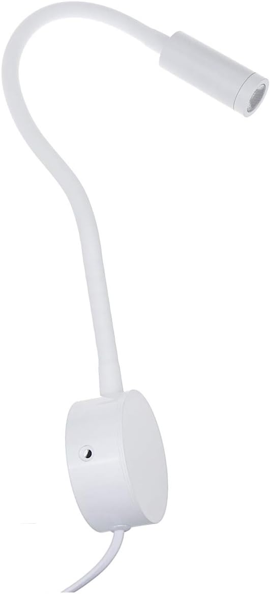 Flexible Gooseneck Wall Mount Reading Lamp Light Led Wall Sconce Lamp Lighting for Bedroom Bedside Reading 3 Watts (Warm White Lighting-Switch on Cord)