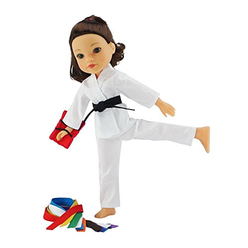 14 Inch Doll Clothes/Clothing | Karate Athletic Outfit with All 9 Color Belts | Fits American Girl Wellie Wishers Dolls