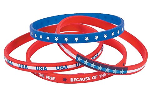 Thin Patriotic Silicone Bands (24 Pack) Rubber.