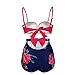 PZZ Women's Push Up Cute Bowknot Bikini High Waist Retro Flower Printing Bottom Two Pieces Swimwear Bathing Suits