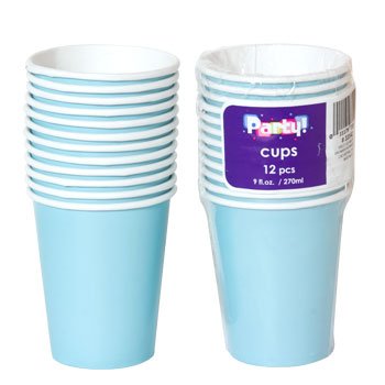 Party Color Paper Cups Light Blue 9oz 24 Count